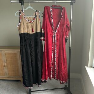 Elegant Red and Black Sleeveless kurti with jackets